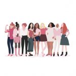 Group of strong women vector